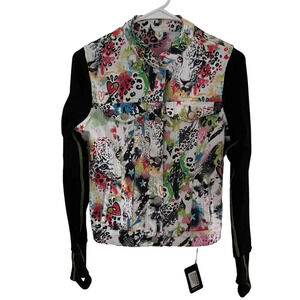 Ay Guey! Mexico Jean Jacket Bright Leopards Skulls Hearts Kids Medium